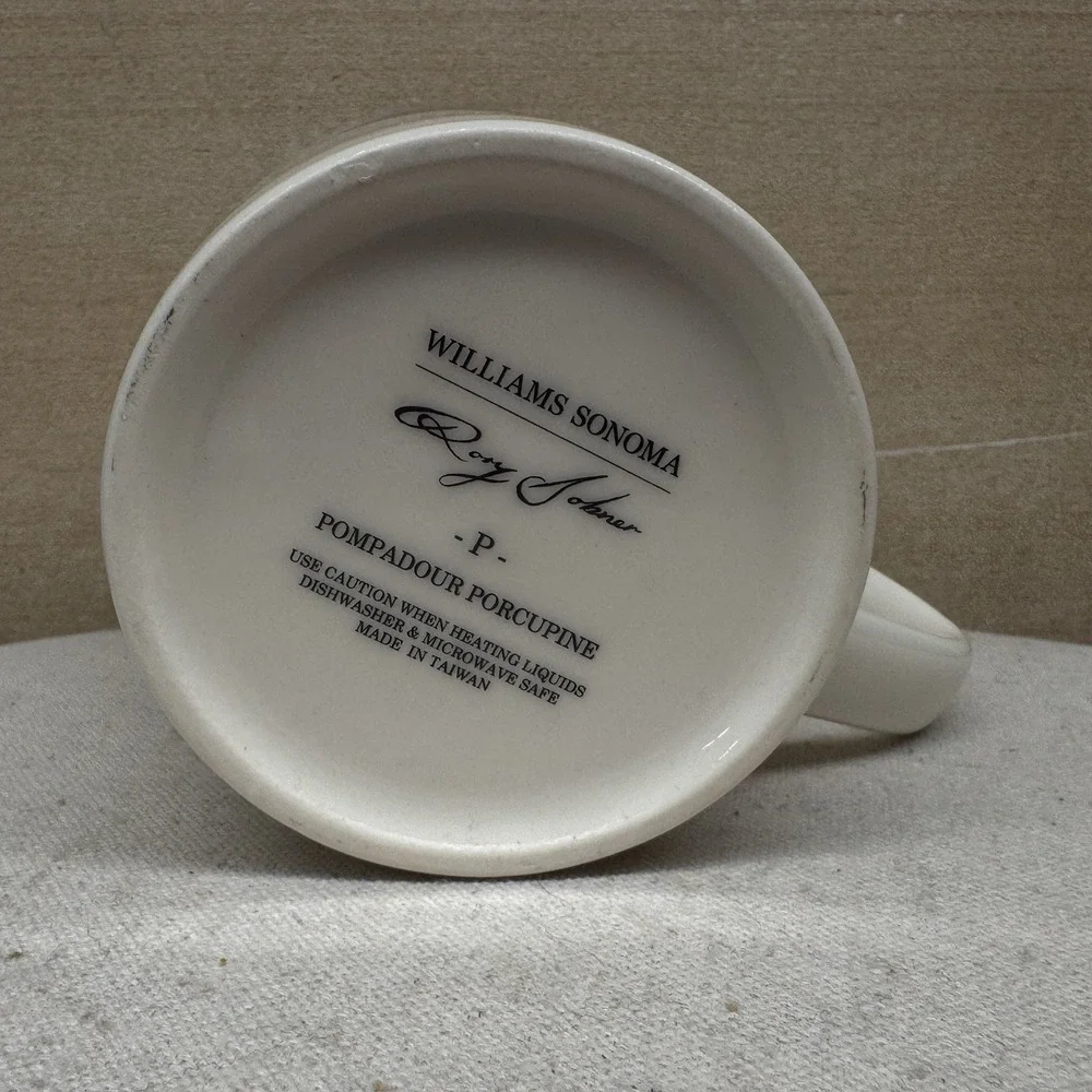 Williams Sonoma Mug Unisex OS Cream Rory Dobner Porcupine P‎ Alphabet Whimsical